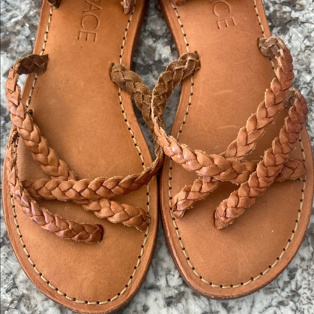 L*Space Women’s Braided Leather Sandals Brown Ankle Strap EU 36 - US5.5-6 - Picture 4 of 4